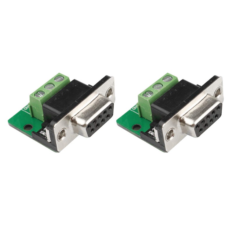 Futheda 2PCS D-sub DB9 Interface Breakout Board Connector 9-pin 2-Row Female RS-232 Serial Port Solderless Terminal Block Adapter - Image 1
